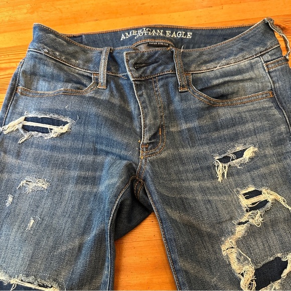 American Eagle outfitters Super Stretch Super Low Legging Ripped Raw Edges 6 - Picture 6 of 13